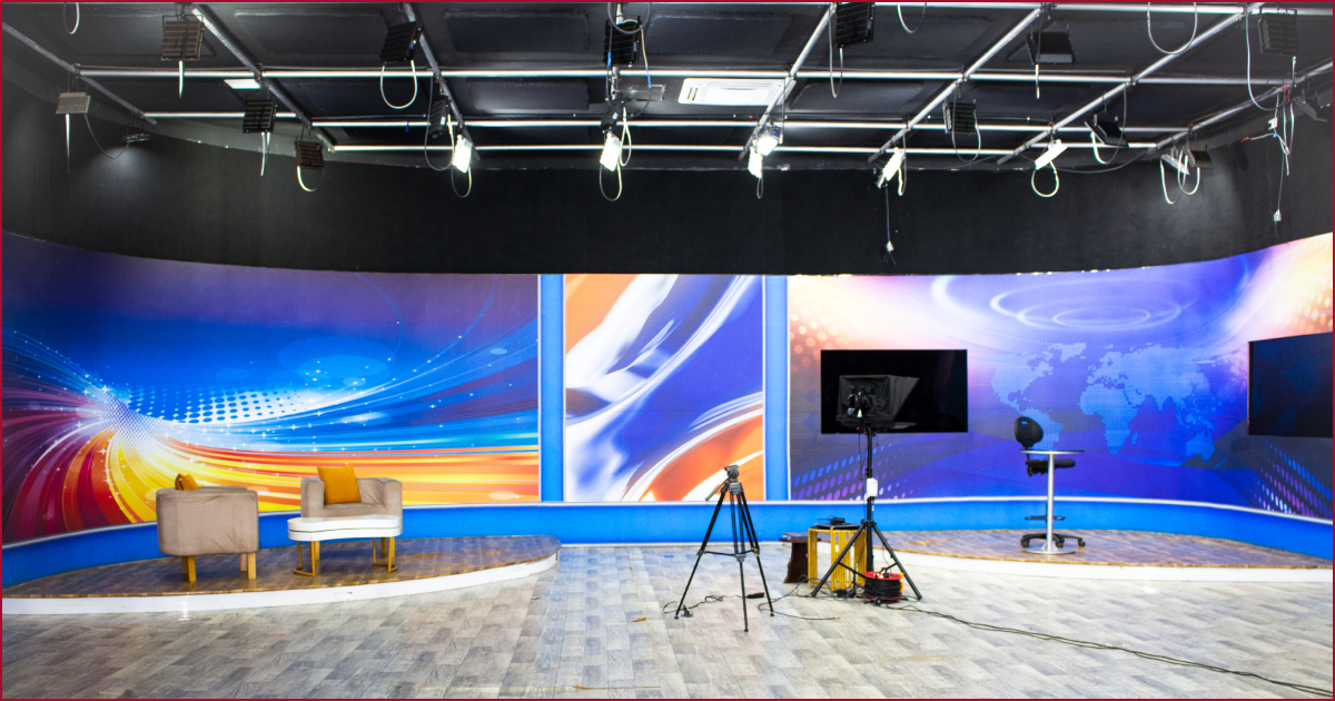 Inside LOOK UP TV broadcasting studios.